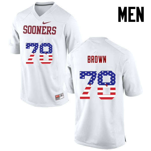 Men Oklahoma Sooners #78 Orlando Brown College Football USA Flag Fashion Jerseys-White